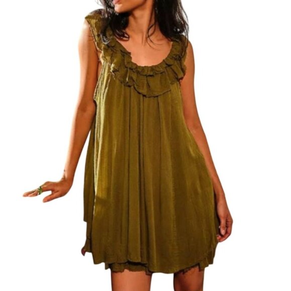 Free People Dresses & Skirts - Free People Sleeveless Whimsy Raw Hem Mini Goth Artsey Gauzy Festival Dress M